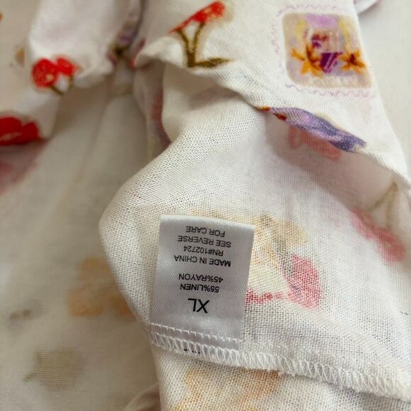 Hester & Orchard Button Up Women's XL Shirt Printed Floral Cottage Summer - Picture 7 of 8